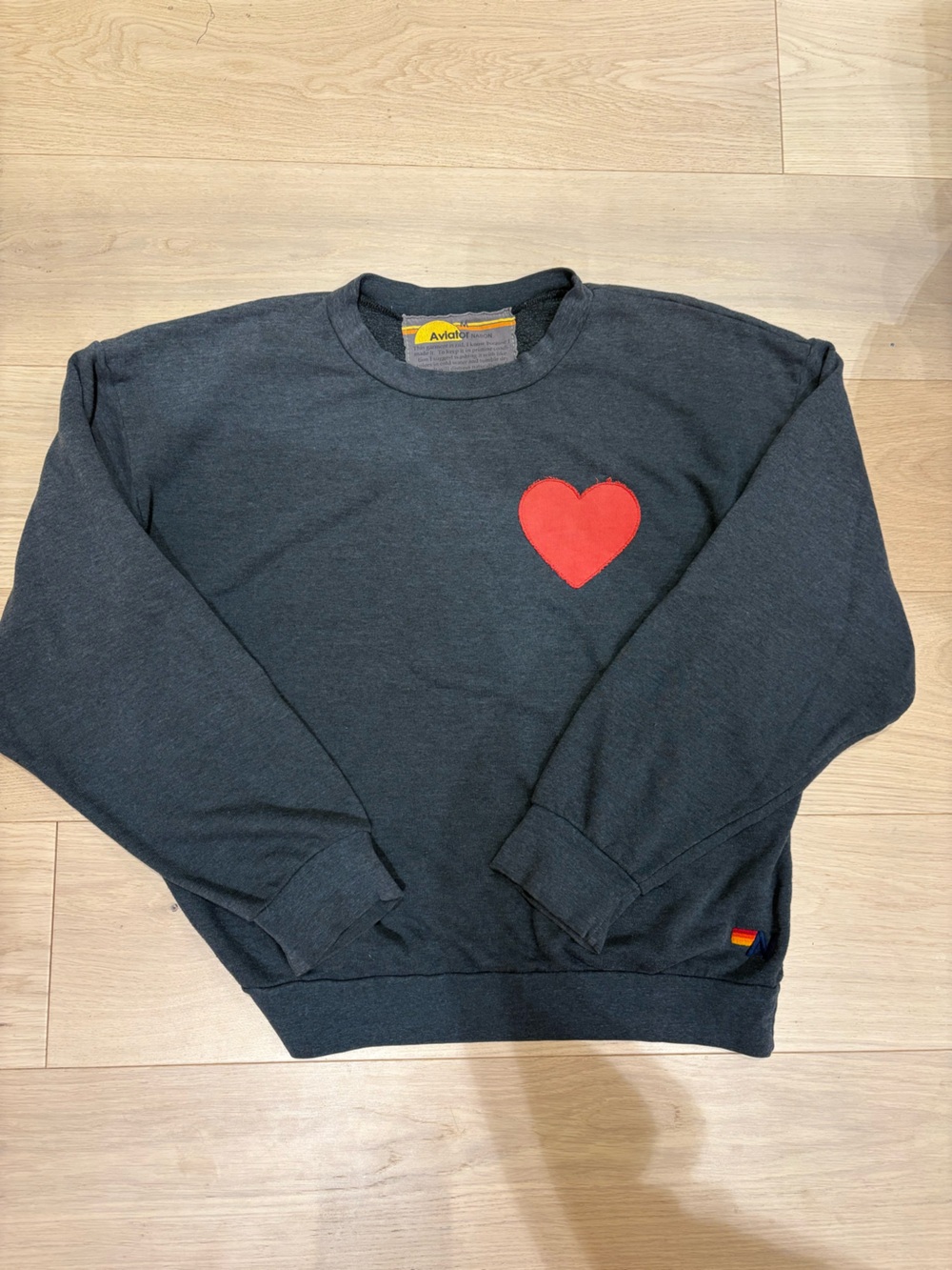 Aviator Nation Crewneck Sweatshirt with Red Heart Patch (and bonus drink coozie!